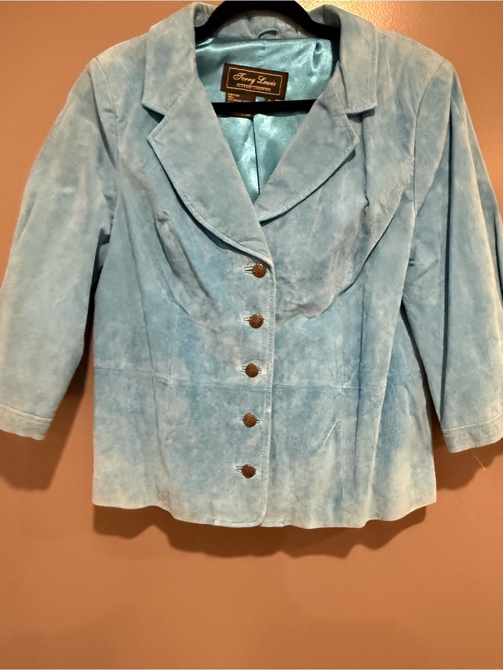 Terry Lewis Classic Luxuries Light Blue Suede Women's Blazer